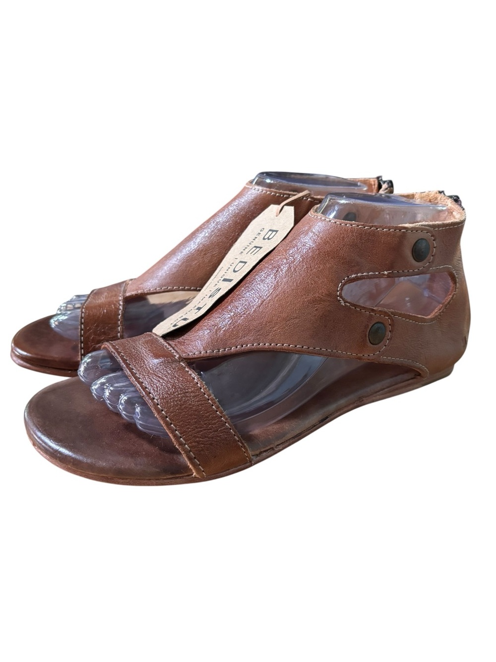 Bed Stu Soto Brown Leather Cutout Ankle Sandals - Sz 8
